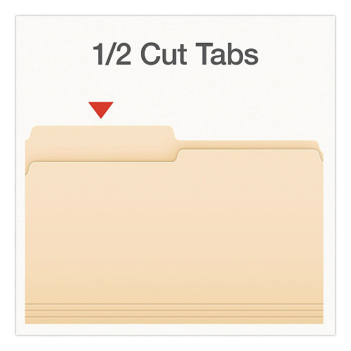 Pendaflex Manila File Folders, 1/2-Cut Tabs: Assorted, Legal Size, 0.75" Expansion, Manila, 100/Box (1007052)