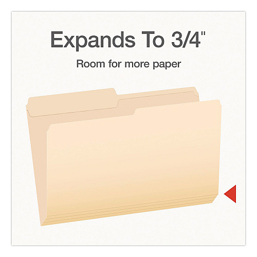 Pendaflex Manila File Folders, 1/2-Cut Tabs: Assorted, Legal Size, 0.75" Expansion, Manila, 100/Box (1007052)