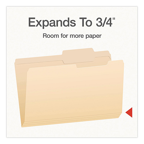 Pendaflex Manila File Folders, 2/5-Cut Tabs: Right, Legal Size, 0.75" Expansion, Manila, 100/Box (1007056)