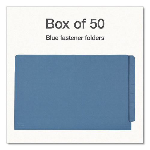 Pendaflex Colored Reinforced End Tab Fastener Folders, Straight Tab, Expands 0.75", 2 Fasteners, Legal Size, Blue, 50/Box (1007058)