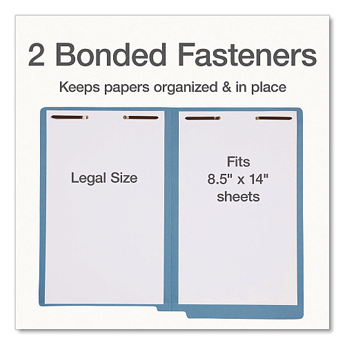 Pendaflex Colored Reinforced End Tab Fastener Folders, Straight Tab, Expands 0.75", 2 Fasteners, Legal Size, Blue, 50/Box (1007058)