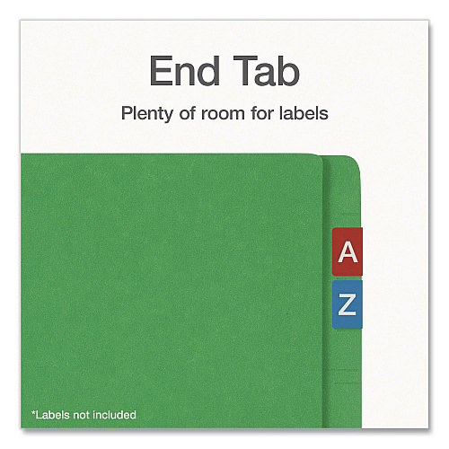 Pendaflex Colored Reinforced End Tab Fastener Folders, Straight Tab, Expands 0.75", 2 Fasteners, Legal Size, Green, 50/Box (1007059)