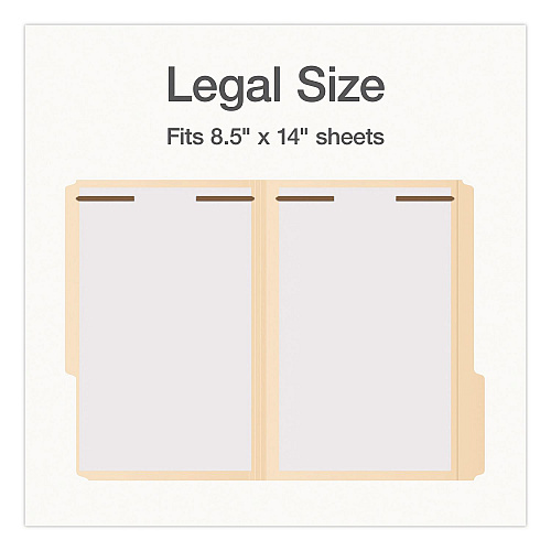 Pendaflex Manila Fastener Folders, 1/3-Cut Tab: Assorted, Expands 0.75", 2 Fasteners, Legal Size, 50/Box (1007063)
