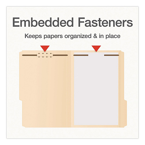 Pendaflex Manila Fastener Folders, 1/3-Cut Tab: Assorted, Expands 0.75", 2 Fasteners, Legal Size, 50/Box (1007063)