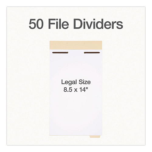 Pendaflex File Divider Set, End Tab: 1/5-Cut, 1 Fastener, Legal Size, Manila, 50/Pack (1007068)