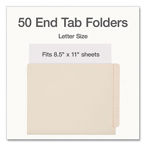 Pendaflex Manila End Tab Folders, Straight Tabs, Letter Size, 0.75" Expansion, Manila, 50/Box (1007069)