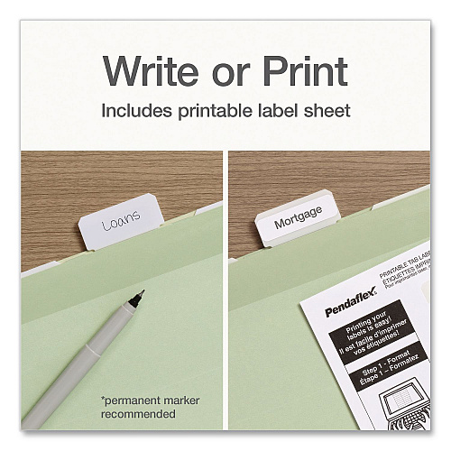 Pendaflex Ready-Tab Reinforced Hanging File Folders, Legal Size, 1/6-Cut Tabs, Sage Green, 20/Box (1009464)