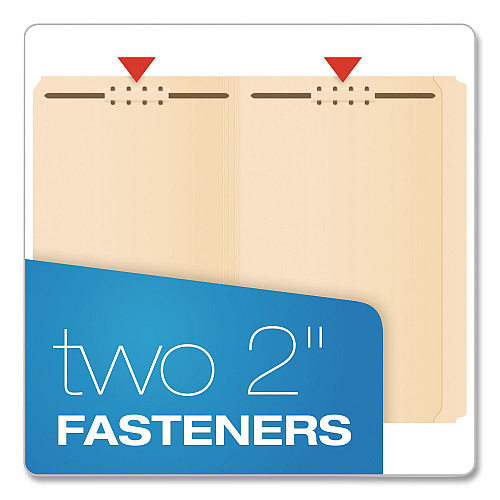 Pendaflex Manila Fastener Folders, Reinforced Straight Tab, 2 Fasteners, Legal Size, Manila, 50/Box (FM312EE)