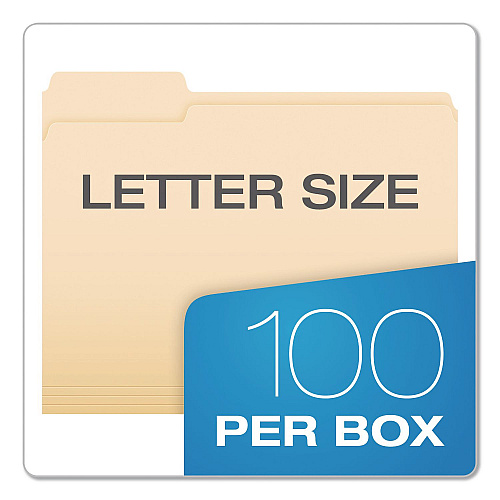 Pendaflex Reinforced Top File Folders, 1/3-Cut Tabs: Left Position, Letter Size, Manila, 100/Box (R752131)