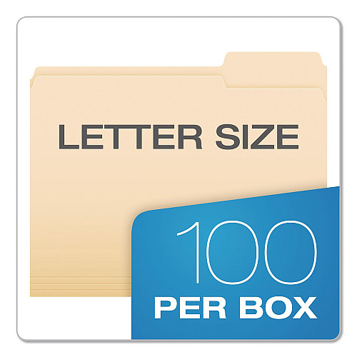 Pendaflex Reinforced Top Tab Manila File Folders, 1/3-Cut Tabs: Right Position, Letter Size, Manila, 100/Box (R752133)