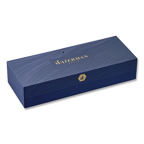 Waterman Hemisphere Ballpoint Pen, Retractable, Medium 1 mm, Blue Ink, Black Lacquered/Palladium-Chrome Barrel (S0920870)