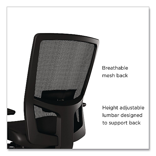 Workplace2.0 500 Series Vinyl and Mesh Task Chair, Supports Up to 300 lbs, 17.8" to 22.8" Seat Height, Black Seat, Black Back, Black Base (51974)