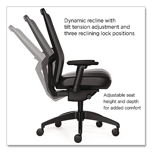 Workplace2.0 500 Series Vinyl and Mesh Task Chair, Supports Up to 300 lbs, 17.8" to 22.8" Seat Height, Black Seat, Black Back, Black Base (51974)