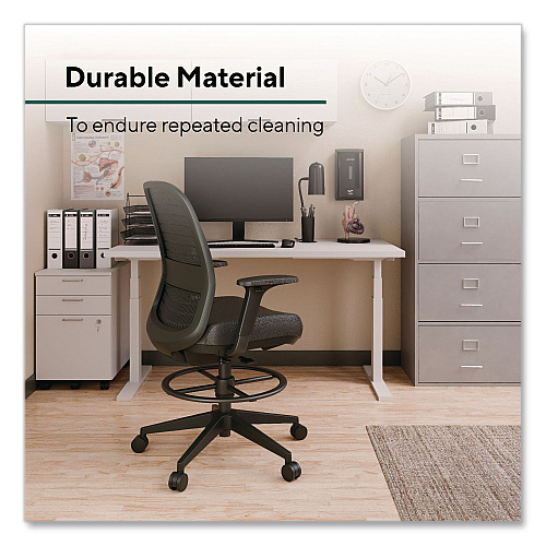 Workplace2.0 Health Bedford Drafting Stool, Supports Up to 275 lb, 26.5x 33.6 Seat Height, Black Seat, Black Back, Black Base (WP62575)