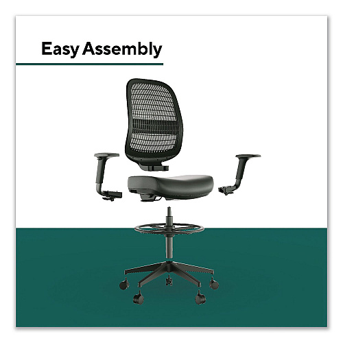Workplace2.0 Health Bedford Drafting Stool, Supports Up to 275 lb, 26.5x 33.6 Seat Height, Black Seat, Black Back, Black Base (WP62575)
