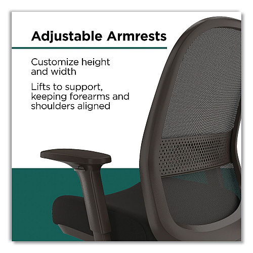 Workplace2.0 Bedford Task Stool, Supports Up to 275 lb, 26.5 x 33.6 Seat Height, Black Seat, Black Back, Black Base (WP62996CC)
