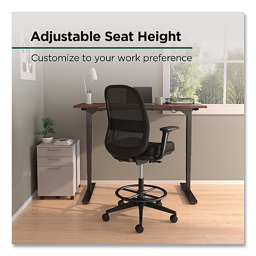 Workplace2.0 Bedford Task Stool, Supports Up to 275 lb, 26.5 x 33.6 Seat Height, Black Seat, Black Back, Black Base (WP62996CC)