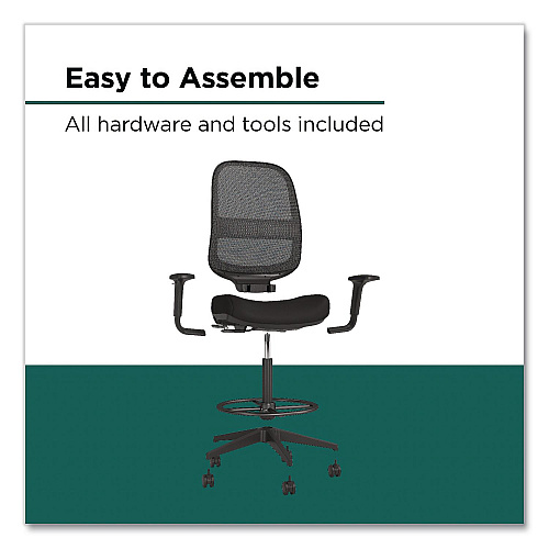 Workplace2.0 Bedford Task Stool, Supports Up to 275 lb, 26.5 x 33.6 Seat Height, Black Seat, Black Back, Black Base (WP62996CC)