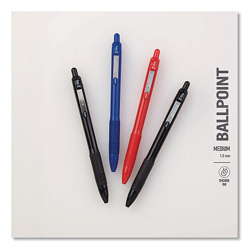 Zebra Z-Grip Recycled Retractable Ballpoint Pen, Medium 1 mm, Black Ink, Black Barrel, Dozen (20610)