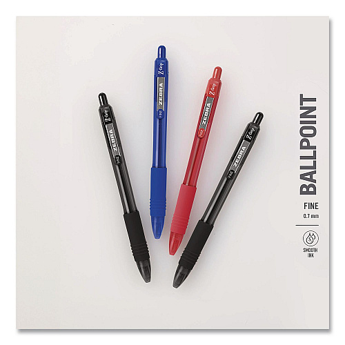Zebra Z-Grip Recycled Retractable Ballpoint Pen, Medium 0.7 mm, Black Ink, Black Barrel, Dozen (20710)