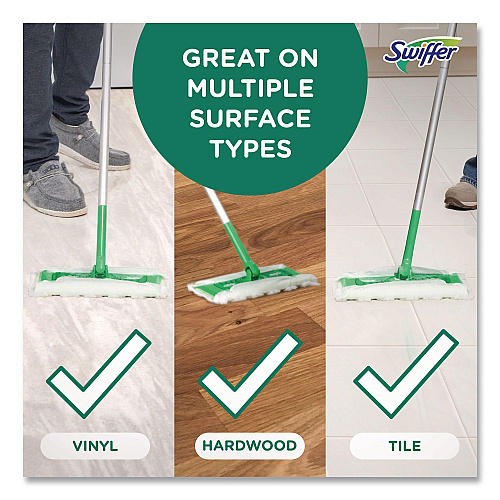 Swiffer Sweep and Mop 2-in-1 Dry + Wet Floor Mopping and Sweeping Kit, 12.4 x 2.95 Mop Head, Silver Plastic Handle (16516KT)