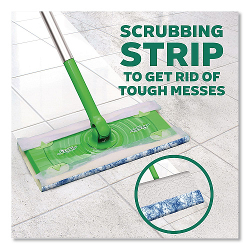 Swiffer Sweep and Mop 2-in-1 Dry + Wet Floor Mopping and Sweeping Kit, 12.4 x 2.95 Mop Head, Silver Plastic Handle (16516KT)