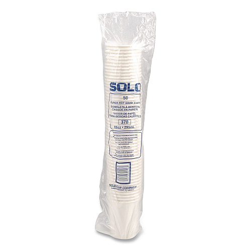 SOLO Paper Hot Cups, 10 oz, White, 50/Pack (370WPK)