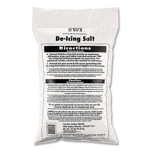Scotwood Industries Rock Salt De-Icing Salt, 50 lb Bag, 50 Bags/Pallet (SWO50BRPLT)