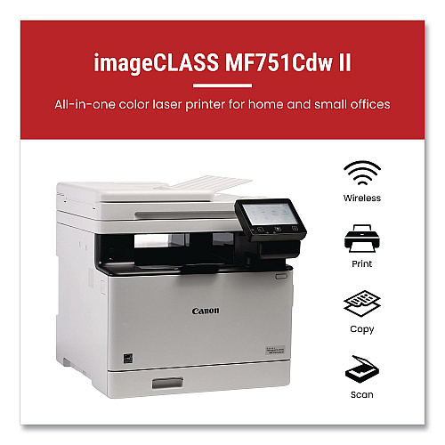 Canon imageCLASS MF751Cdw II, Wireless Multifunction Laser Printer, Copy/Print/Scan (7185C016)