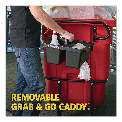 Rubbermaid Commercial BRUTE Ergonomic Rotomolded Tilt Truck Handle and Caddy, 25.45 x 12.82 x 15, Black (2221459)
