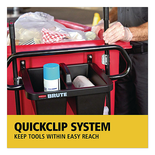 Rubbermaid Commercial BRUTE Ergonomic Rotomolded Tilt Truck Handle and Caddy, 25.45 x 12.82 x 15, Black (2221459)