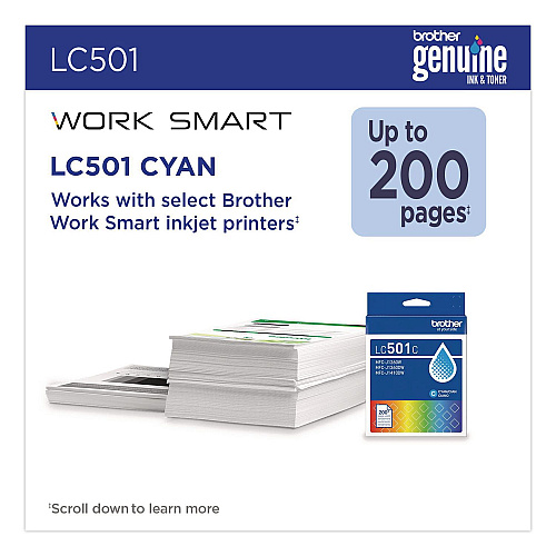 Brother LC501CS Ink, 200 Page-Yield, Cyan
