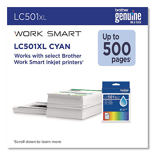 Brother LC501XLCS High-Yield Ink, 500 Page-Yield, Cyan