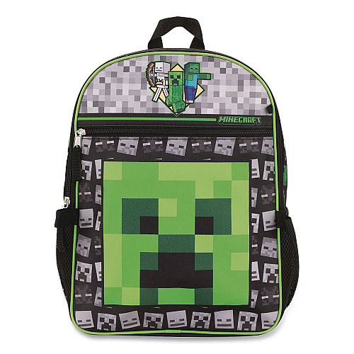 Bioworld Minecraft 5-Piece Backpack Set, Green/Gray/Black (B1Y7UR9MNCSB)