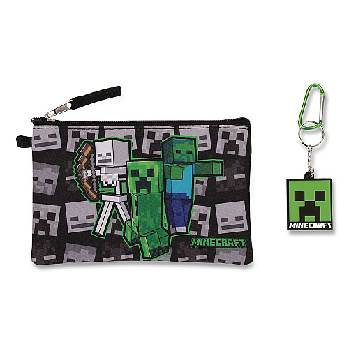 Bioworld Minecraft 5-Piece Backpack Set, Green/Gray/Black (B1Y7UR9MNCSB)