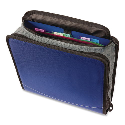 Case it Mighty Zip Tab Binder, 3 Rings, 3" Capacity, 11 x 8.5, Blue (D146BLUE)