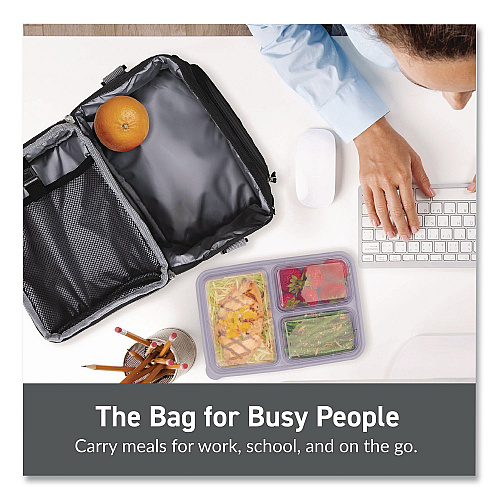 bentgo Deluxe Insulated Lunch Bag, 8" x 10" x 7.5", Carbon Black (BG2CB)