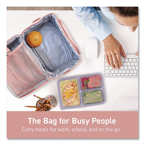 bentgo Deluxe Insulated Lunch Bag, 8" x 10" x 7.5", Blush Pink (BG2M)