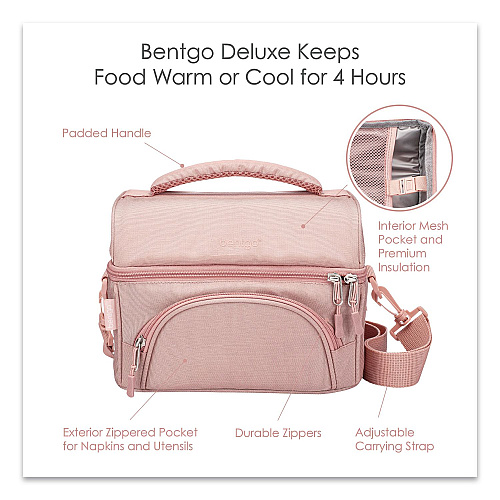 bentgo Deluxe Insulated Lunch Bag, 8" x 10" x 7.5", Blush Pink (BG2M)