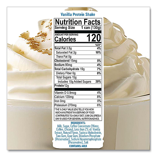 Vanilla Protein Shake Pod, 8.1 oz, Single Serve Pods for ColdSnap Machine, 12/Carton (100619)