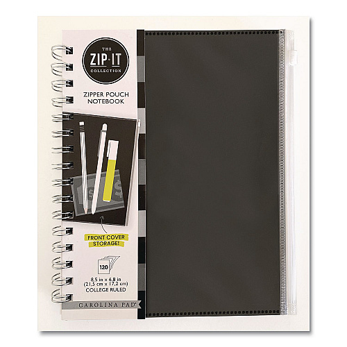 Carolina Paper Zip-It Ideal Notebook, 1-Subject, Medium/College Rule, Randomly Assorted Cover Colors, (120) 8.5 x 6.8 Sheets (55025)