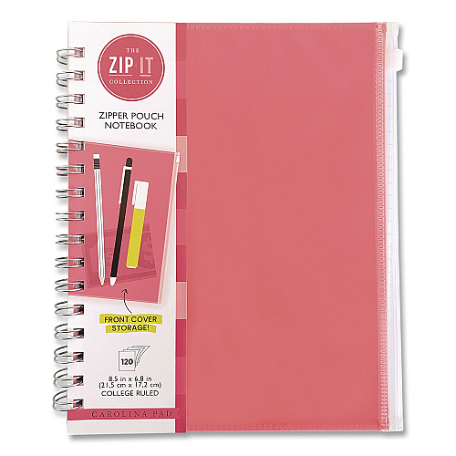 Carolina Paper Zip-It Ideal Notebook, 1-Subject, Medium/College Rule, Randomly Assorted Cover Colors, (120) 8.5 x 6.8 Sheets (55025)