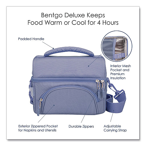 bentgo Deluxe Insulated Lunch Bag, 8" x 10" x 7.5", Slate Blue (BG2S)
