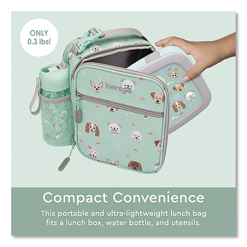 bentgo Kids Insulated Lunch Tote, Puppy Love Theme, 7.3" x 3.5" x 9.5", Mint Green/Multicolor (DBGPPY)