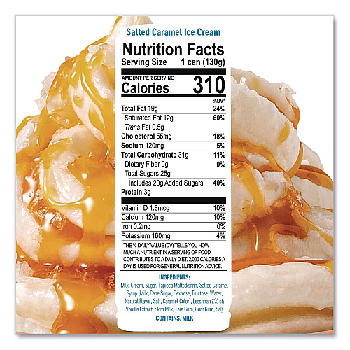 Ice Cream Pod, Salted Caramel, 5.2 oz Single Serve Pod for ColdSnap Machine, 12/Carton (600040)