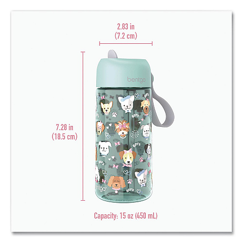bentgo Puppy Love Plastic Water Bottle, 15 oz, Multicolor (DWB1PPY)