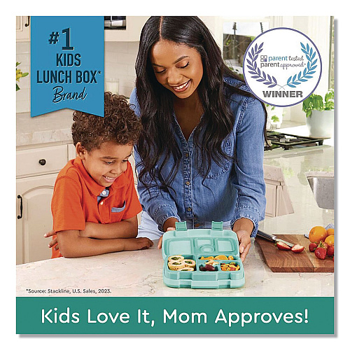 bentgo Kids Five-Compartment Bento Box, 8.5" x 6.5" x 2", Seafoam Green (KIDSSF)