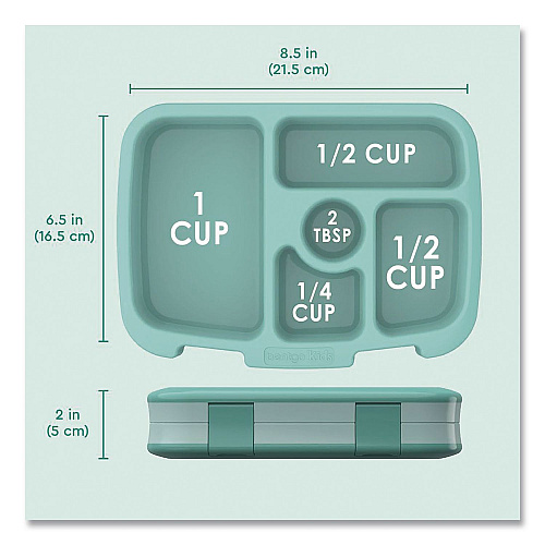 bentgo Kids Five-Compartment Bento Box, 8.5" x 6.5" x 2", Seafoam Green (KIDSSF)