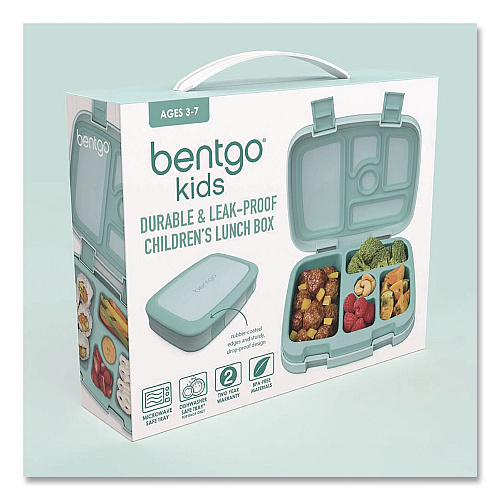 bentgo Kids Five-Compartment Bento Box, 8.5" x 6.5" x 2", Seafoam Green (KIDSSF)