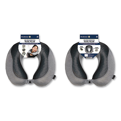 Brookstone U-Shaped Memory Foam Travel Pillow, One Size Fits Most, 12.6 x 3.74 x 12.2, Gray/Black (BNPM0007)